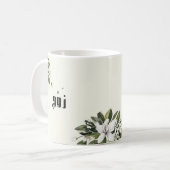 Arabische Kalligraphie & Aquarellblütenblütenblüte Kaffeetasse (Vorderseite Links)