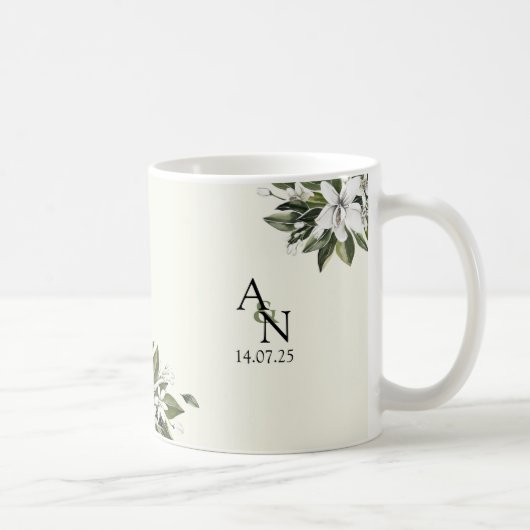Arabische Kalligraphie & Aquarellblütenblütenblüte Kaffeetasse (Rechts)