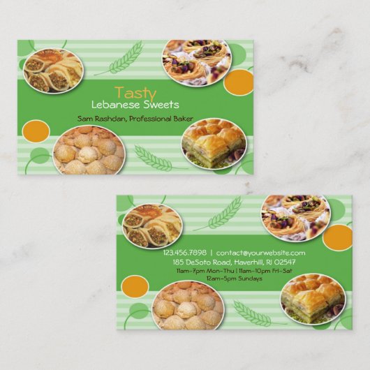 Arabische libanesische Konditorei-Visitenkarte Visitenkarte (Vorne/Hinten)