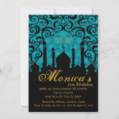 Arabische Nächte, Aquamariner Geburtstag Einladung (Vorderseite)