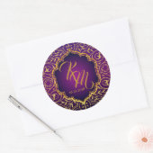 Arabische Nächte Bollywood Monogram Wedellabel Runder Aufkleber (Umschlag)