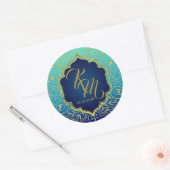 Arabische Nächte Bollywood Monogram Wedellabel Runder Aufkleber (Umschlag)