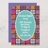 Arabische Nächte buntes Mosaikthema Party Einladung (Vorne/Hinten)