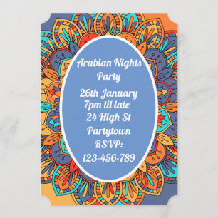 Arabische Nächte buntes Mosaikthema Party Einladung