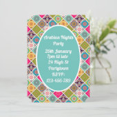 Arabische Nächte buntes Mosaikthema Party Einladung (Stehend Vorderseite)