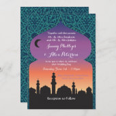 Arabische Nächte Hochzeitsfeier Marokkanische Aqua Einladung (Vorne/Hinten)