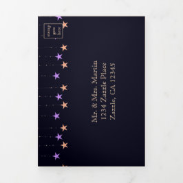 Arabische Nächte Lila & Gold auf einer Hochzeit Dreifach Gefaltete Einladung