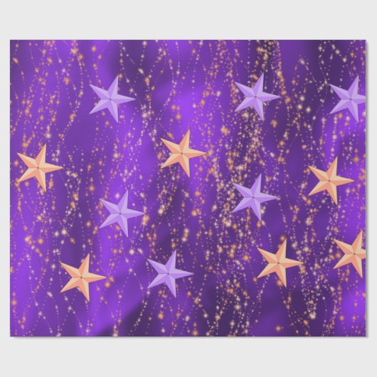 Arabische Nächte Lila- und Goldsterne Geschenkpapier (Flach)