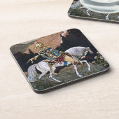 Arabische Nächte Ritterprinz am Weißen Pferd Getränkeuntersetzer (Linke Seite)