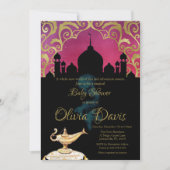 Arabische Nächte Rosa- und Gold-Baby-Dusche Einladung (Vorderseite)