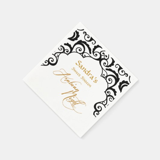 arabische Nächte, schwarz und Gold Serviette (Ecke)
