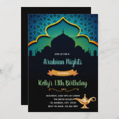 Arabische Nachtgeburtsfeier Einladung (Vorne/Hinten)