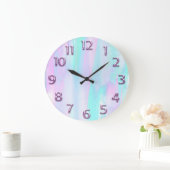 Arabische Nummer Rosa Holograph Große Wanduhr (Zuhause)