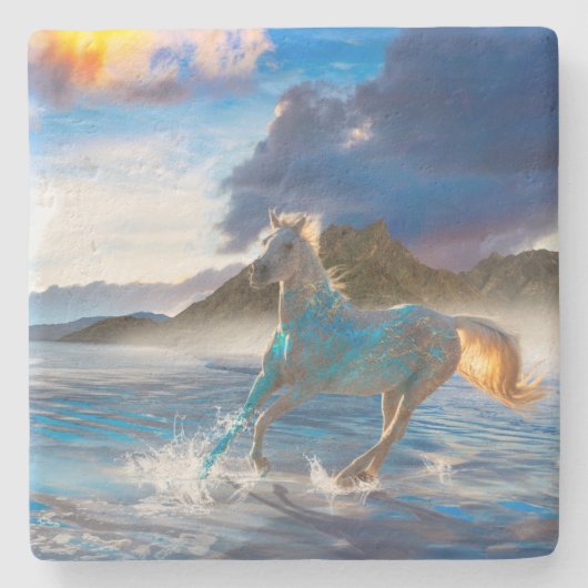 Arabische Pferde auf Stellar Island #2 Steinuntersetzer (Vorderseite)