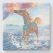 Arabische Pferde "PFERDE VON STELLAR INSEL" Steinuntersetzer (Vorderseite)