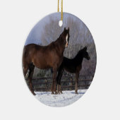 Arabische Stute u. Fohlen im Schnee Keramikornament (Rechts)