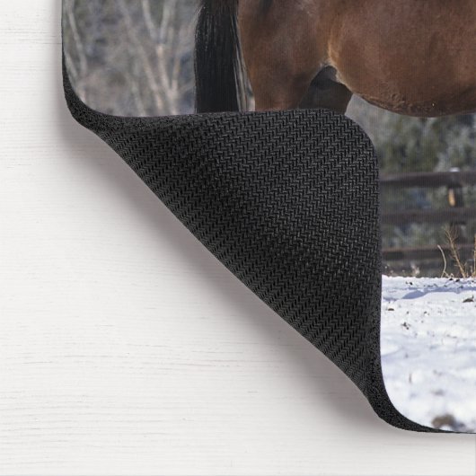Arabische Stute u. Fohlen im Schnee Mousepad (Ecke)