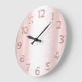 Arabische Zahlen Rose Rosa Elegant Metallic 3D Große Wanduhr (Winkel)