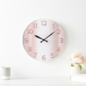 Arabische Zahlen Rose Rosa Elegant Metallic 3D Große Wanduhr (Zuhause)