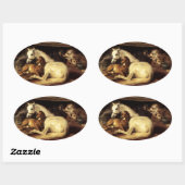 ARABISCHE ZEIT MIT PFERDEN, ANDEREN TIEREN OVALER AUFKLEBER (Blatt)