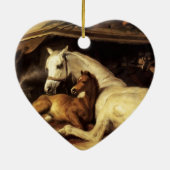 ARABISCHE ZEIT MIT PFERDEN UND ANDEREN TIEREN HERZ KERAMIK ORNAMENT (Hinten)