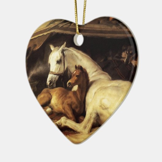 ARABISCHE ZEIT MIT PFERDEN UND ANDEREN TIEREN HERZ KERAMIK ORNAMENT (Links)