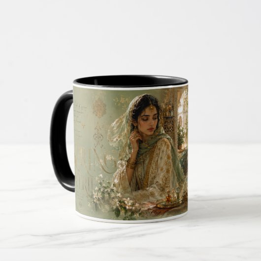 Arabischer Innenhof-Jasmin-Ästhetik-Design Tasse (Vorderseite Links)