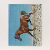 Arabischer Kastanienhengst am Strand Puzzle (Vertikal)
