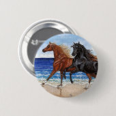 Arabischer Knopf des Galoppstrandes Pferde Button (Vorne & Hinten)