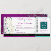 Arabischer Lila Boarding-Pass-Einladung Hochzeit Einladung (Vorne/Hinten)