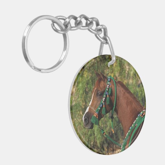 Arabischer PferdeHeadshot mit Zaum Schlüsselanhänger (Vorderseite links)