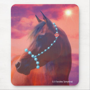 Arabischer Pferdeporträt-Sonnenaufgang Mousepad