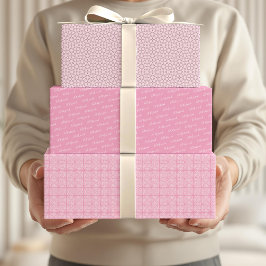 Arabisches Eid Mubarak Kids Pink Star Zitat Geschenkpapier Set