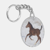 Arabisches Fohlen im Schnee Schlüsselanhänger (Vorderseite links)