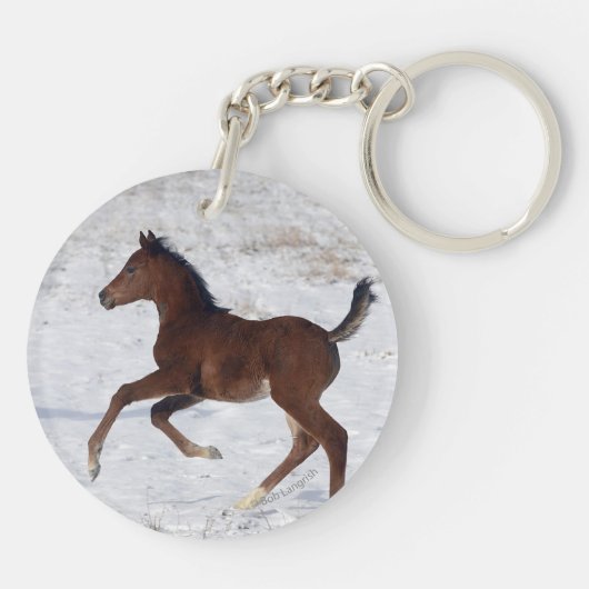 Arabisches Fohlen im Schnee Schlüsselanhänger (Rückseite)