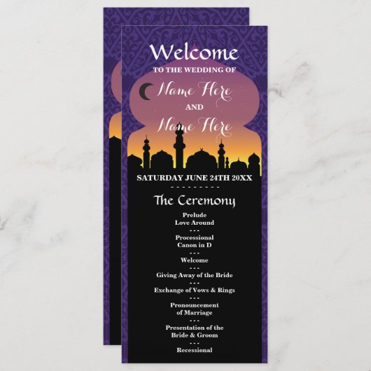 Arabisches Hochzeitsprogramm für Nächte Programm (Vorne/Hinten)