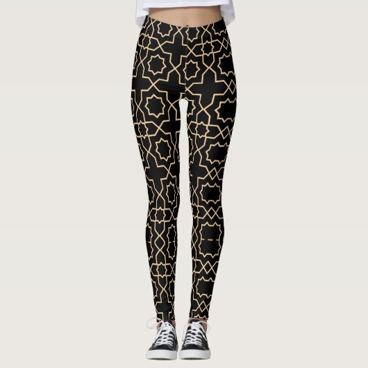 Arabisches islamisches goldenes Muster Leggings (Vorderseite)