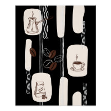 Arabisches Kaffee-Druckset, Boho-Küchenwandkunst