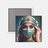 Arabisches Mädchen mit Schleier und kohlrimmten Au Magnet (Vorderseite/Rückseite)