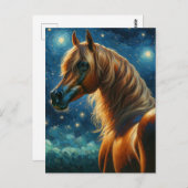 Arabisches Pferd in der Van Gogh Starry Night Postkarte (Vorne/Hinten)