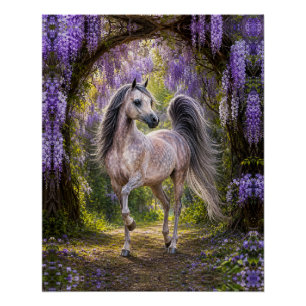 Arabisches Pferd Lila Wisteria Glänzendes Poster