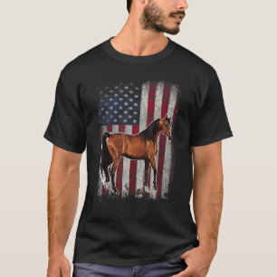 Arabisches Pferd Patriotische Amerikanische Flagge T-Shirt