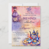 Arabisches Türkisches Tee-Party Mehndi Henna Party Einladung (Vorderseite)