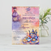 Arabisches Türkisches Tee-Party Mehndi Henna Party Einladung (Stehend Vorderseite)