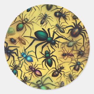 Arachnid Liebt Creepy Crawly Spinnen, Runder Aufkleber