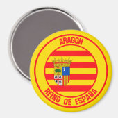 Aragón Round Emblem Magnet (Vorderseite/Rückseite)