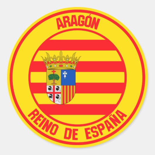 Aragón Round Emblem Runder Aufkleber (Vorderseite)