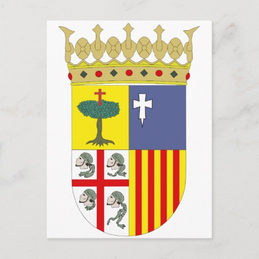 Aragón-Wappen Offiziell Spanien Symbol Heraldry Postkarte (Vorderseite)