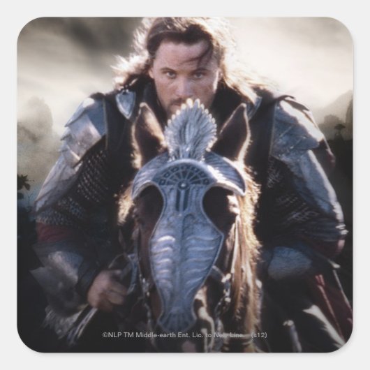 Aragorn Reitpferd Quadratischer Aufkleber (Vorderseite)