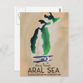 Aralsee-Reiseplakat Postkarte (Vorne/Hinten)